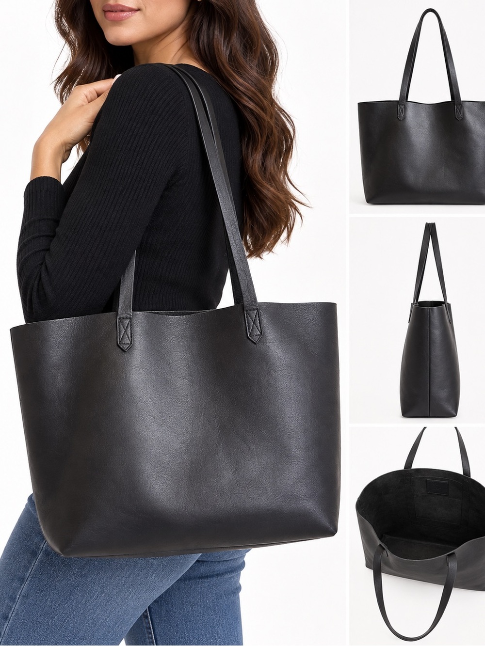Madewell Black 100% Leather large Tote